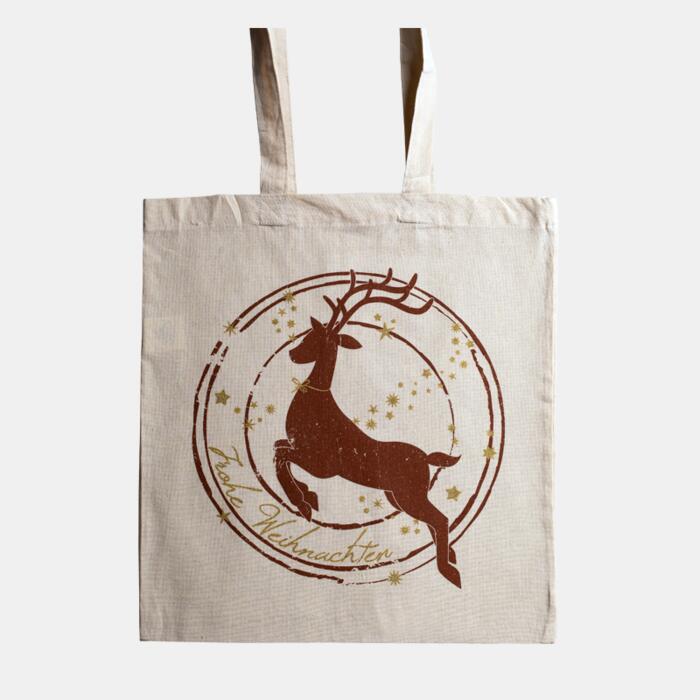 Weihnachtstasche FROHE WEIHNACHTEN - BW | 2 lange Henkel Miniaturansicht